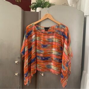 Apostrophe Multicolor Striped Sheer Top